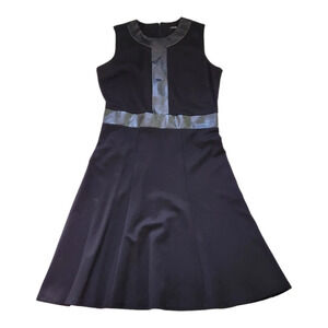 J. McLaughlin LBD Fit & Flare Dress Leather Trim Size M